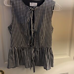 Peppermayo Black and White Gingham Tie-Front Peplum Camisole